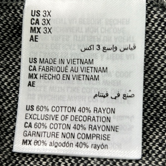 Alfani Women’s Knit Jacket Plus Sz 3X Gray & Black Cotton/Rayon Open Front Soft - Picture 10 of 12